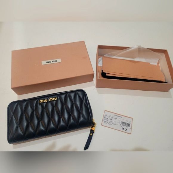 Miu Miu Handbags - NWT Miu Miu Soft Calf Biker Wallet in black
